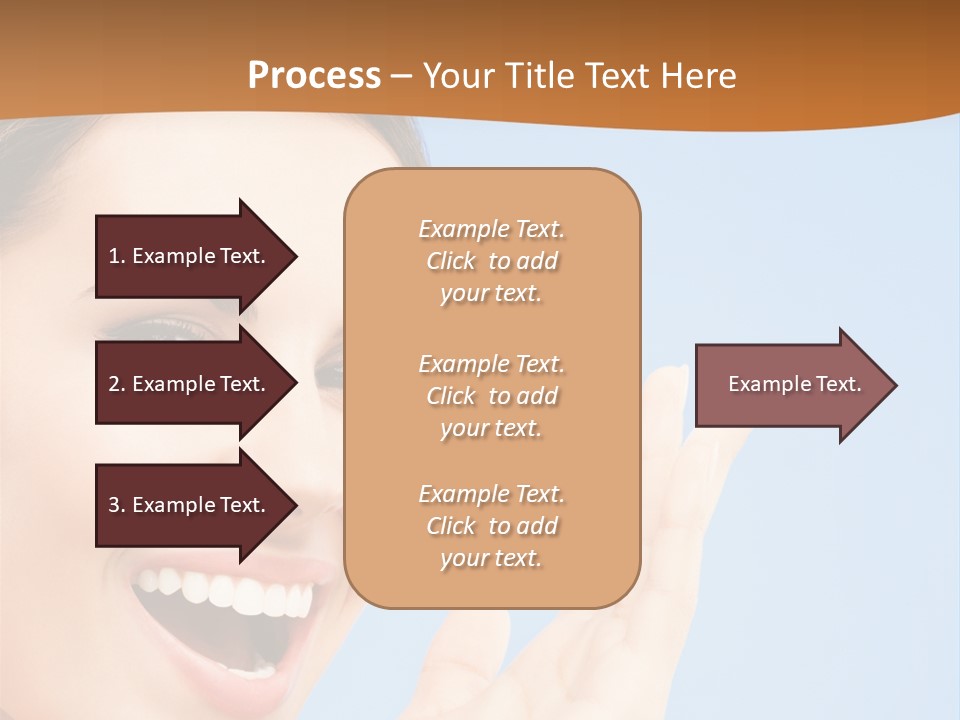 A Woman Smiling And Holding Her Hand Up To Her Face PowerPoint Template
