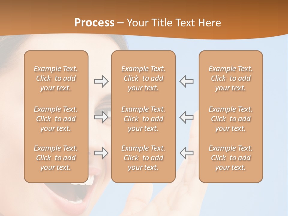 A Woman Smiling And Holding Her Hand Up To Her Face PowerPoint Template