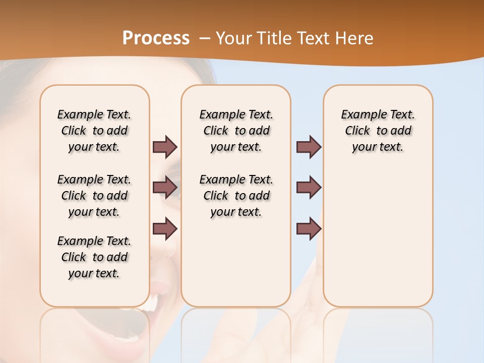 A Woman Smiling And Holding Her Hand Up To Her Face PowerPoint Template