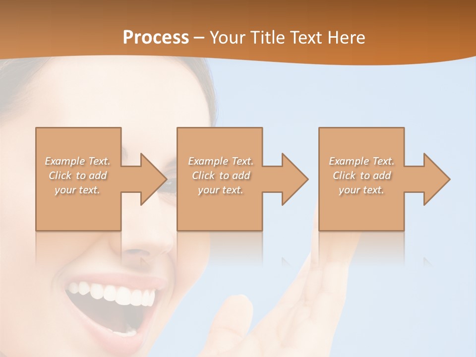 A Woman Smiling And Holding Her Hand Up To Her Face PowerPoint Template