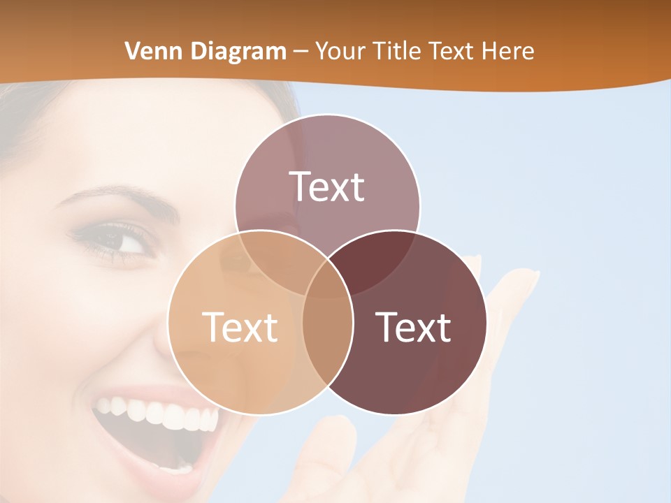 A Woman Smiling And Holding Her Hand Up To Her Face PowerPoint Template