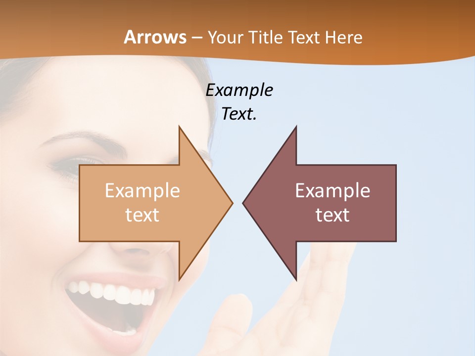 A Woman Smiling And Holding Her Hand Up To Her Face PowerPoint Template