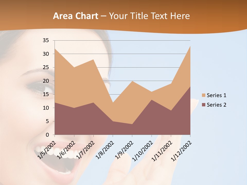 A Woman Smiling And Holding Her Hand Up To Her Face PowerPoint Template