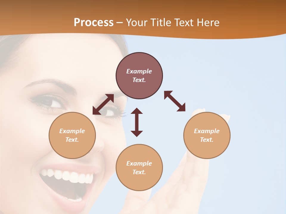 A Woman Smiling And Holding Her Hand Up To Her Face PowerPoint Template