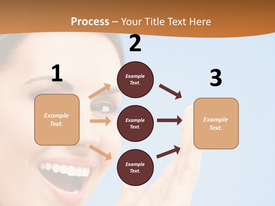 A Woman Smiling And Holding Her Hand Up To Her Face PowerPoint Template