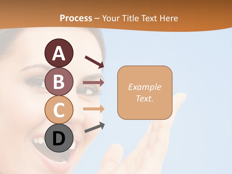 A Woman Smiling And Holding Her Hand Up To Her Face PowerPoint Template