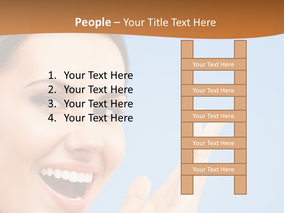 A Woman Smiling And Holding Her Hand Up To Her Face PowerPoint Template