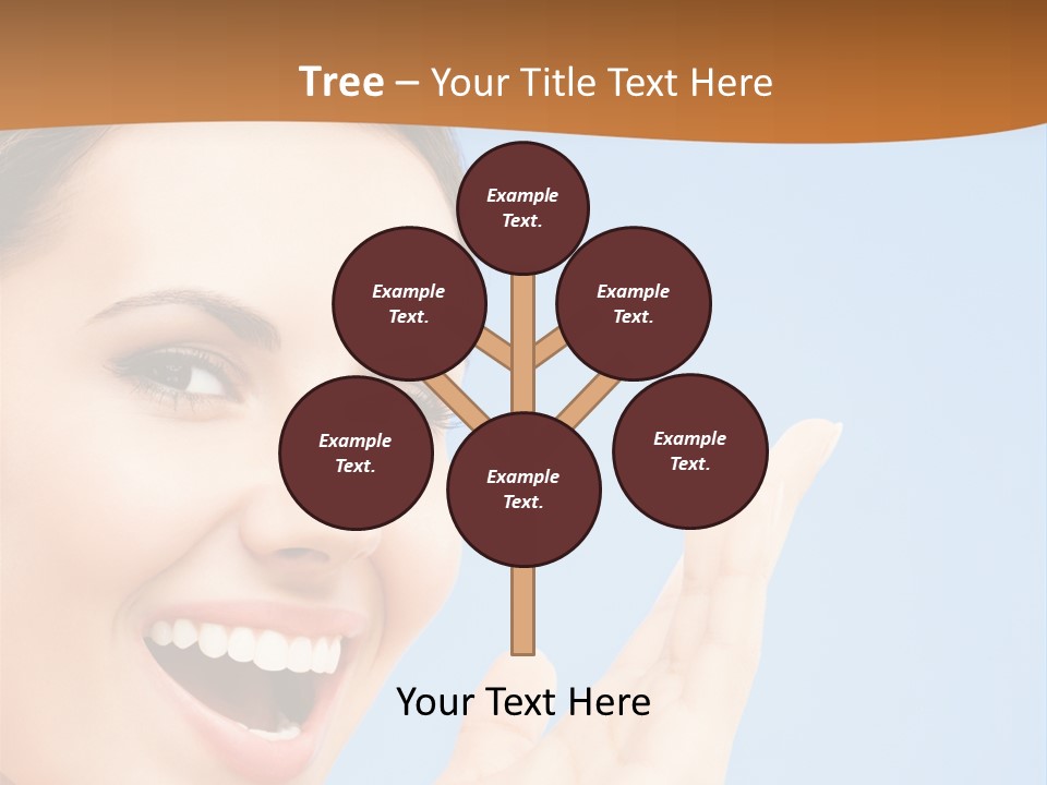 A Woman Smiling And Holding Her Hand Up To Her Face PowerPoint Template