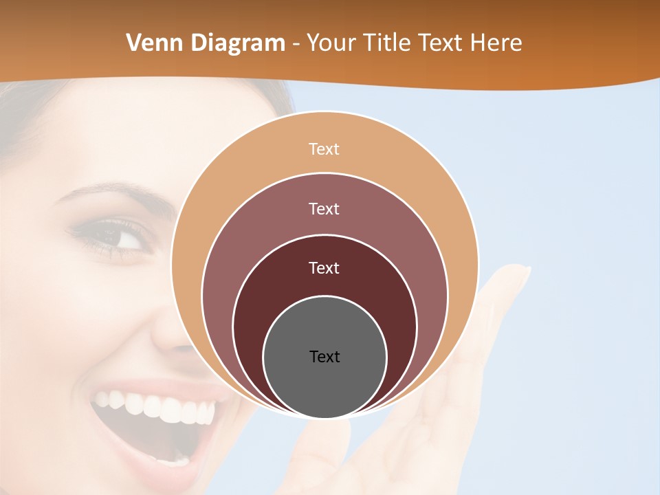 A Woman Smiling And Holding Her Hand Up To Her Face PowerPoint Template