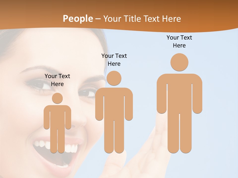 A Woman Smiling And Holding Her Hand Up To Her Face PowerPoint Template