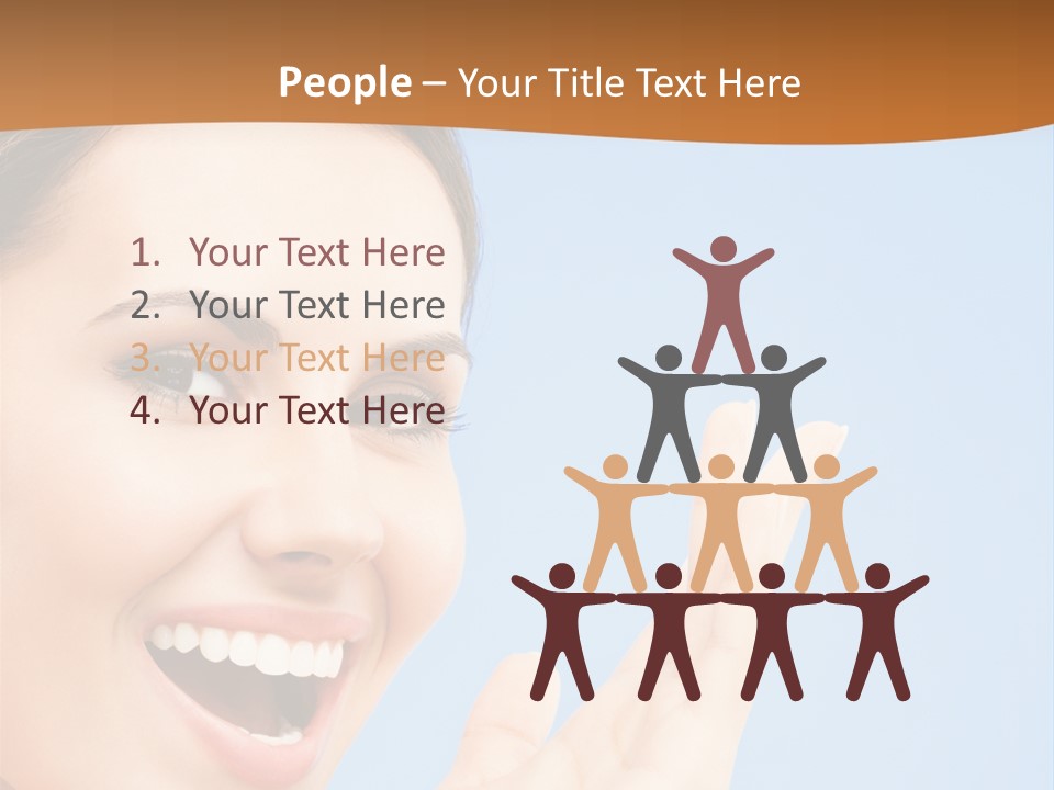 A Woman Smiling And Holding Her Hand Up To Her Face PowerPoint Template