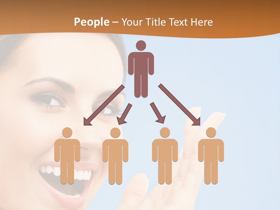 A Woman Smiling And Holding Her Hand Up To Her Face PowerPoint Template