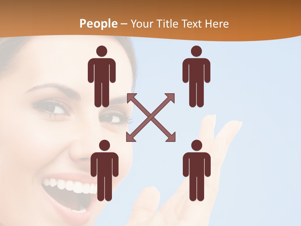 A Woman Smiling And Holding Her Hand Up To Her Face PowerPoint Template