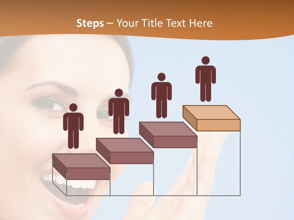 A Woman Smiling And Holding Her Hand Up To Her Face PowerPoint Template