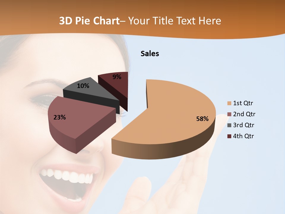 A Woman Smiling And Holding Her Hand Up To Her Face PowerPoint Template