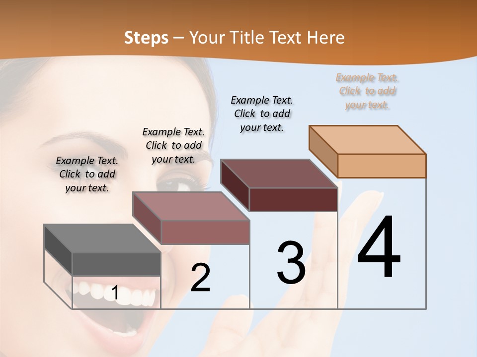 A Woman Smiling And Holding Her Hand Up To Her Face PowerPoint Template