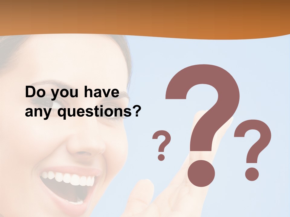 A Woman Smiling And Holding Her Hand Up To Her Face PowerPoint Template