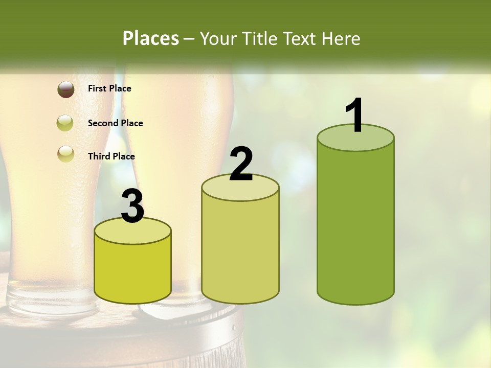 Two Glasses Of Beer Sitting On Top Of A Barrel PowerPoint Template