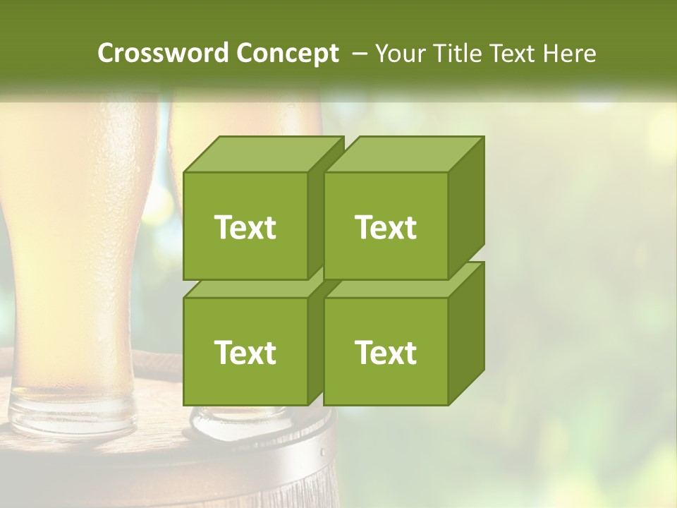 Two Glasses Of Beer Sitting On Top Of A Barrel PowerPoint Template