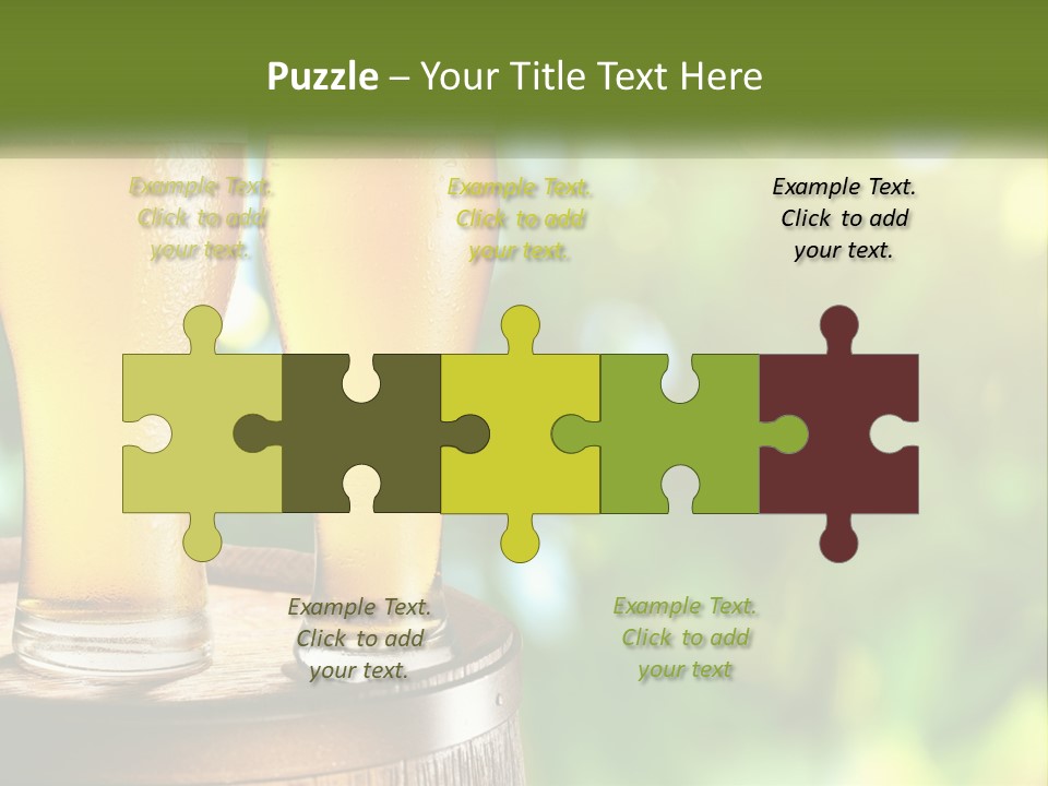 Two Glasses Of Beer Sitting On Top Of A Barrel PowerPoint Template