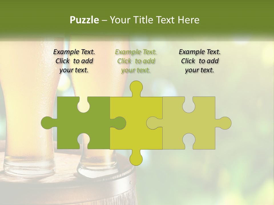 Two Glasses Of Beer Sitting On Top Of A Barrel PowerPoint Template