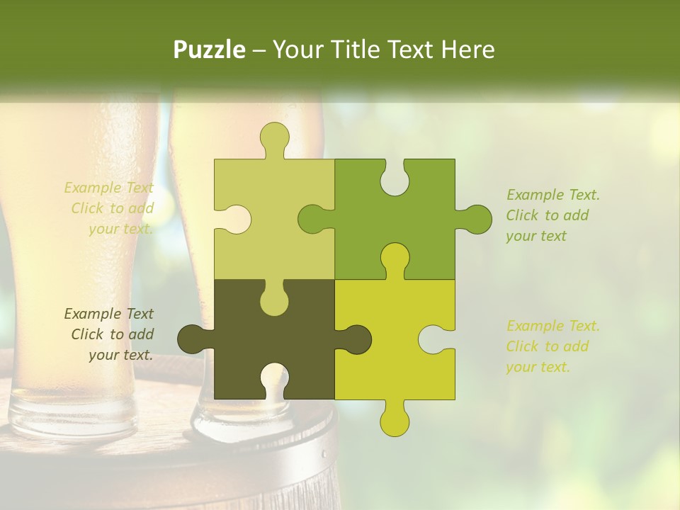 Two Glasses Of Beer Sitting On Top Of A Barrel PowerPoint Template