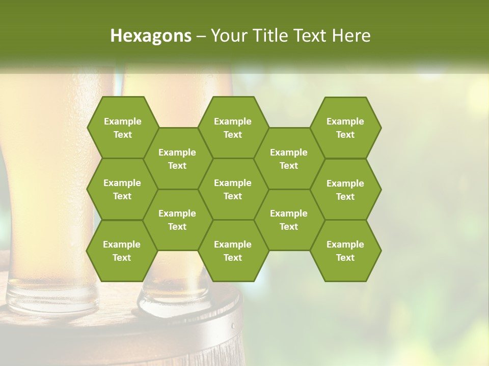 Two Glasses Of Beer Sitting On Top Of A Barrel PowerPoint Template