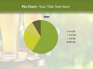 Two Glasses Of Beer Sitting On Top Of A Barrel PowerPoint Template
