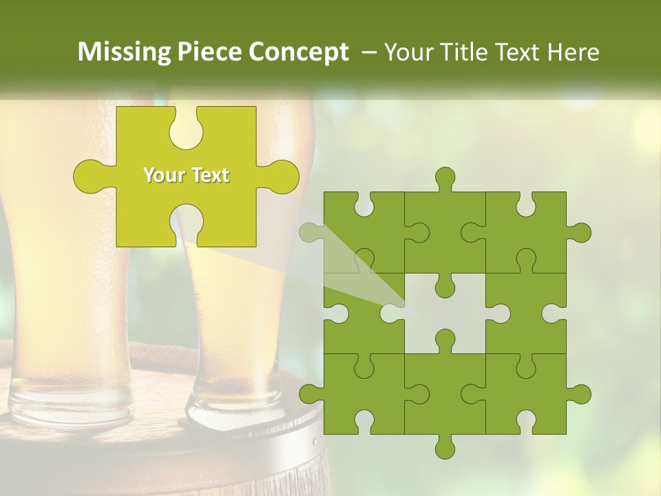 Two Glasses Of Beer Sitting On Top Of A Barrel PowerPoint Template
