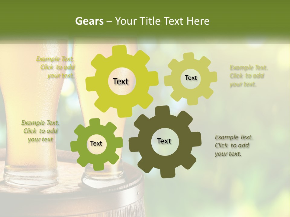 Two Glasses Of Beer Sitting On Top Of A Barrel PowerPoint Template