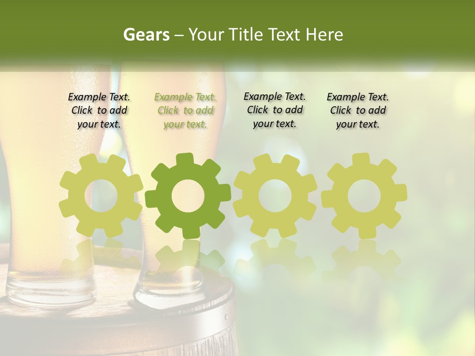 Two Glasses Of Beer Sitting On Top Of A Barrel PowerPoint Template