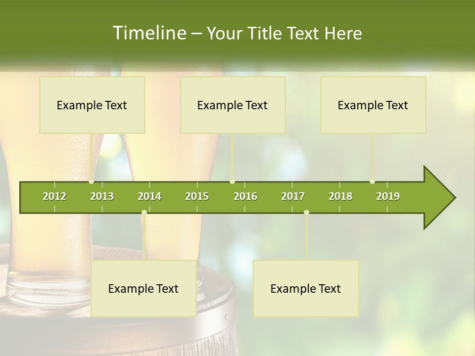 Two Glasses Of Beer Sitting On Top Of A Barrel PowerPoint Template