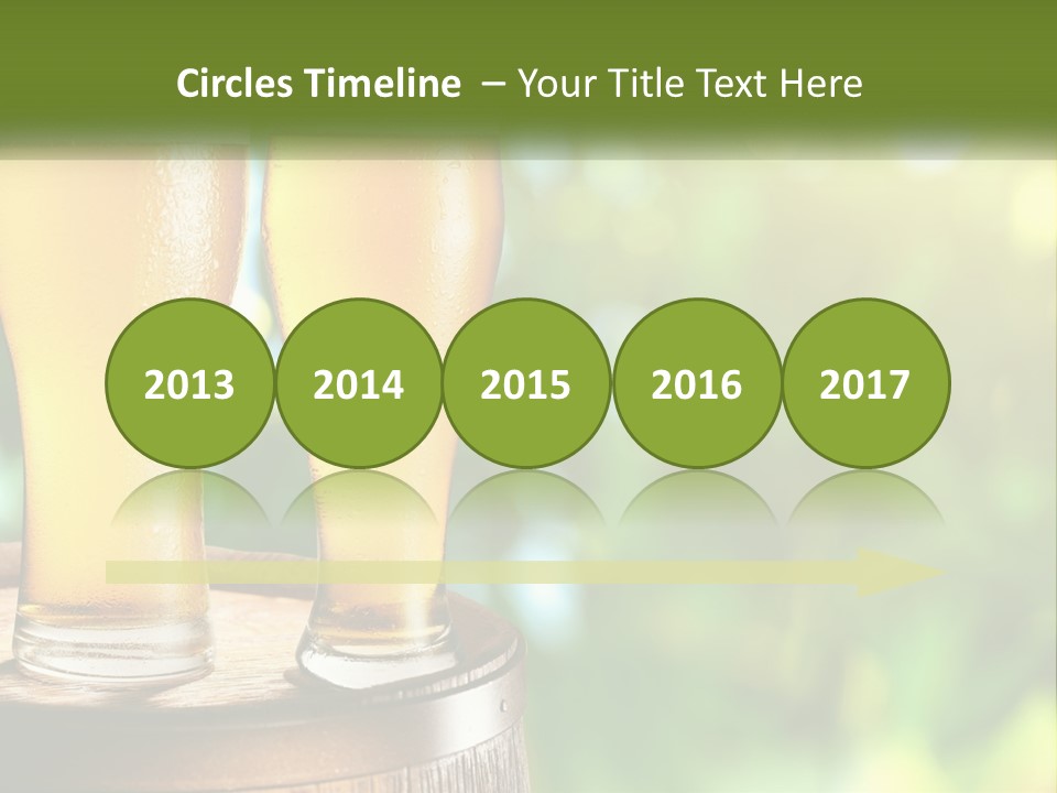 Two Glasses Of Beer Sitting On Top Of A Barrel PowerPoint Template