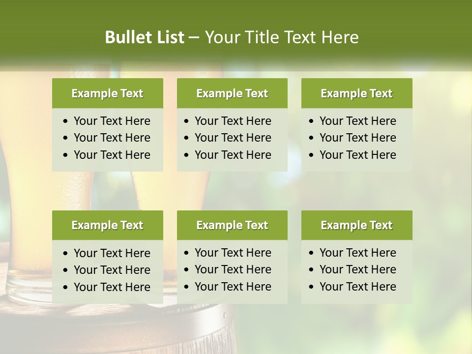 Two Glasses Of Beer Sitting On Top Of A Barrel PowerPoint Template