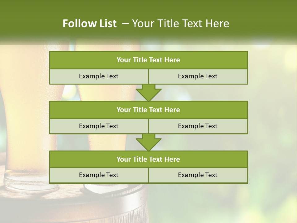 Two Glasses Of Beer Sitting On Top Of A Barrel PowerPoint Template