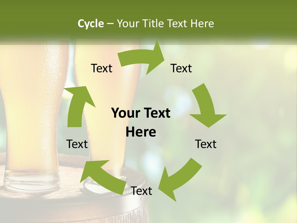 Two Glasses Of Beer Sitting On Top Of A Barrel PowerPoint Template