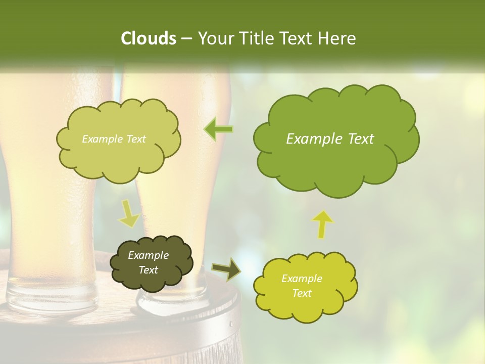 Two Glasses Of Beer Sitting On Top Of A Barrel PowerPoint Template