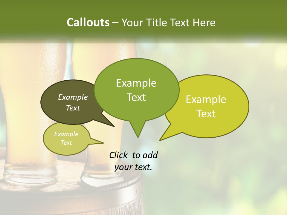 Two Glasses Of Beer Sitting On Top Of A Barrel PowerPoint Template