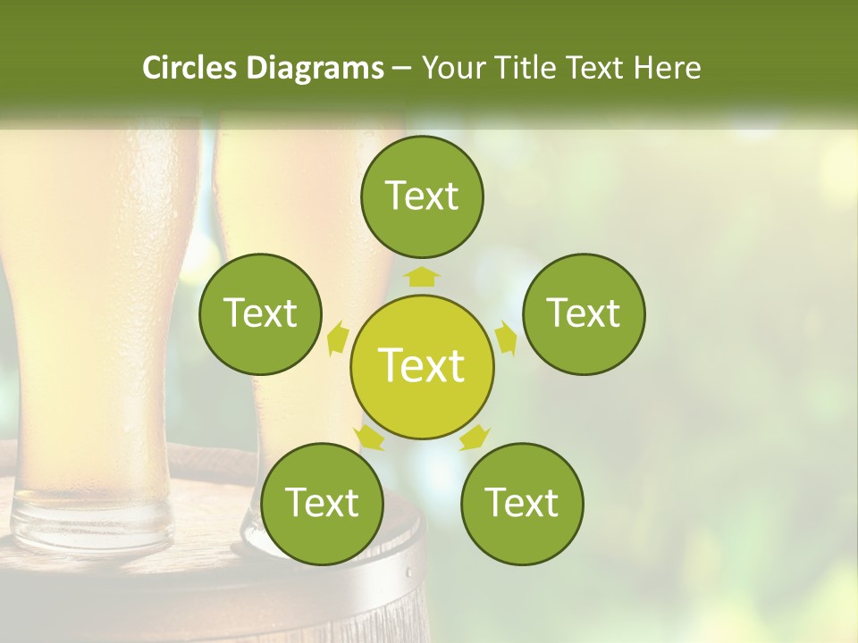 Two Glasses Of Beer Sitting On Top Of A Barrel PowerPoint Template