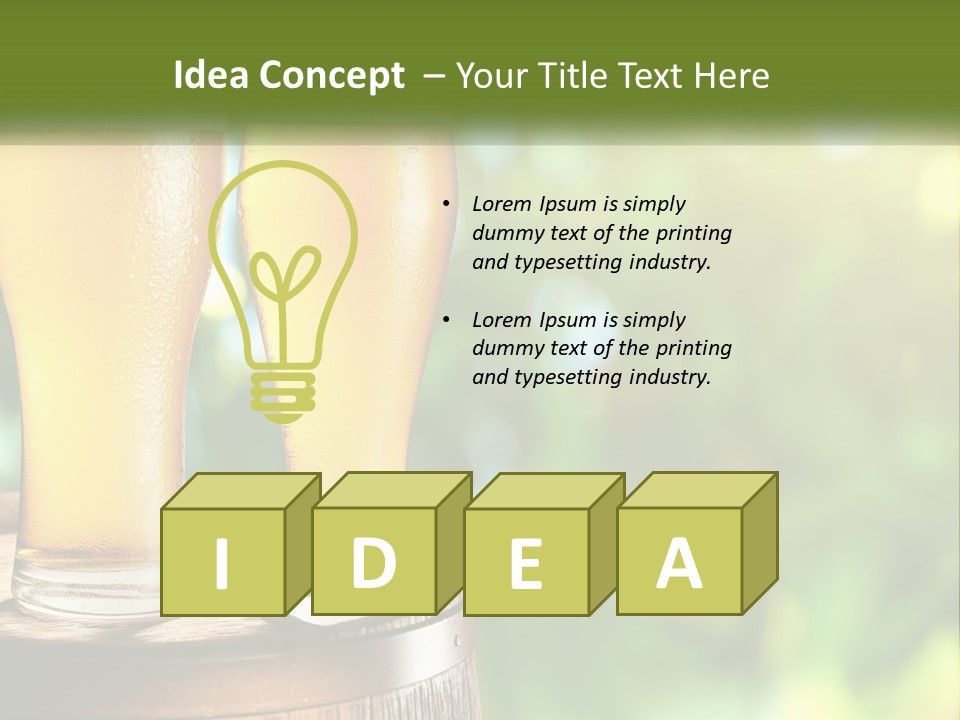 Two Glasses Of Beer Sitting On Top Of A Barrel PowerPoint Template