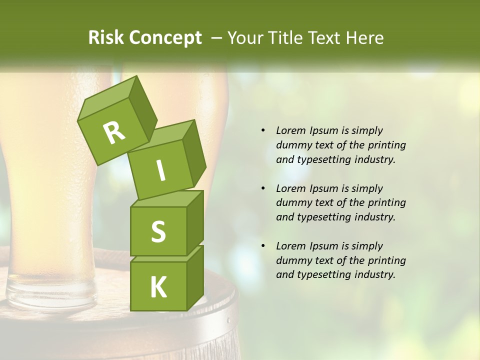 Two Glasses Of Beer Sitting On Top Of A Barrel PowerPoint Template