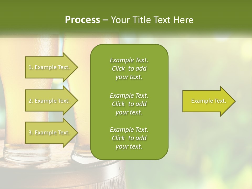 Two Glasses Of Beer Sitting On Top Of A Barrel PowerPoint Template