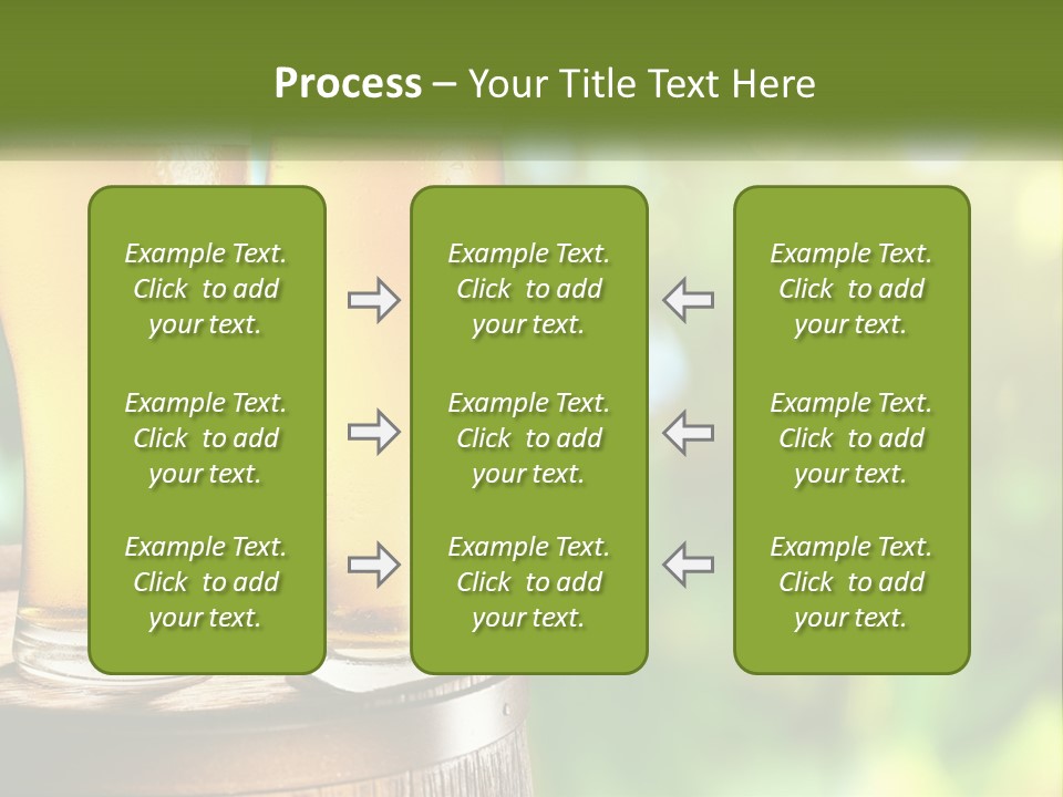 Two Glasses Of Beer Sitting On Top Of A Barrel PowerPoint Template