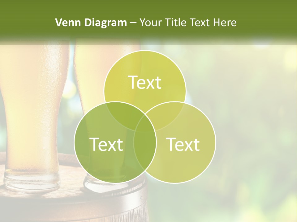 Two Glasses Of Beer Sitting On Top Of A Barrel PowerPoint Template