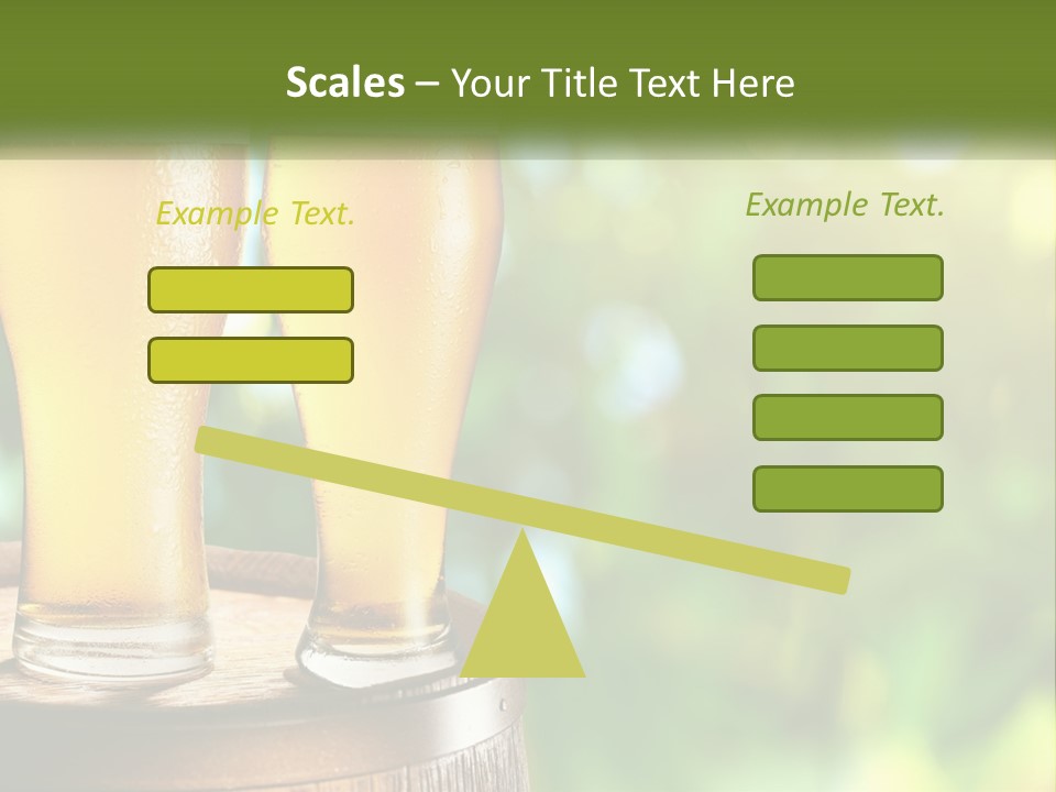 Two Glasses Of Beer Sitting On Top Of A Barrel PowerPoint Template
