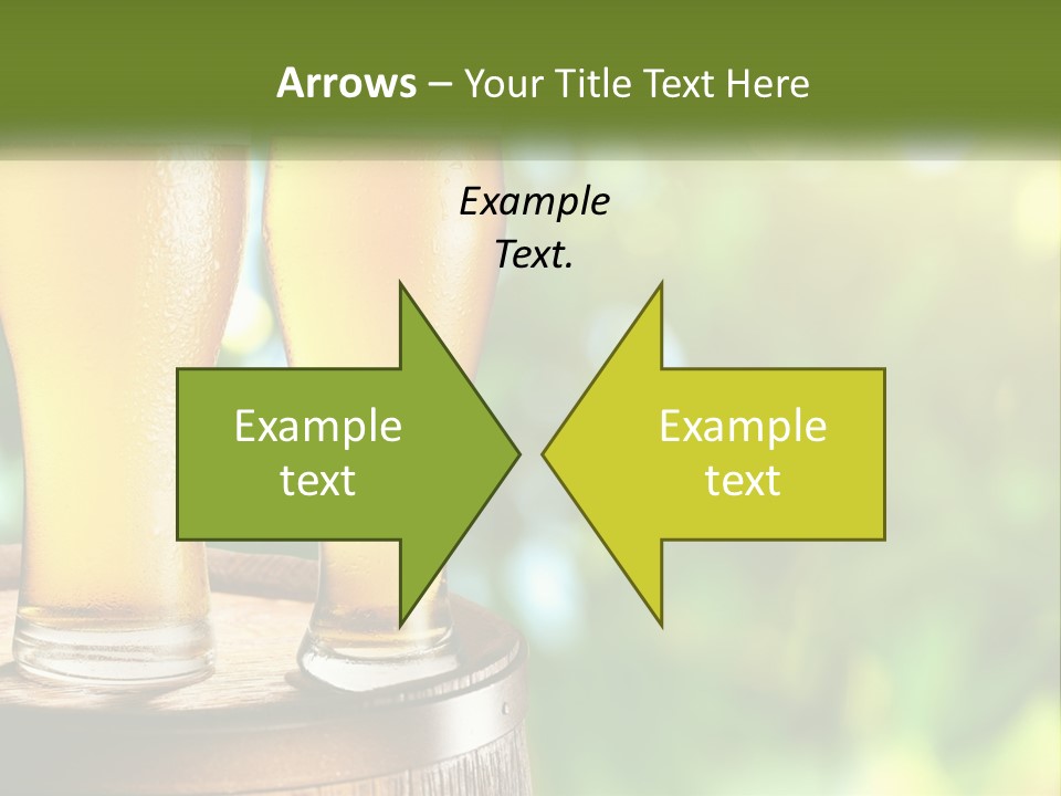 Two Glasses Of Beer Sitting On Top Of A Barrel PowerPoint Template
