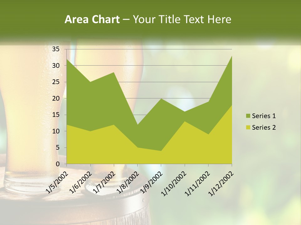 Two Glasses Of Beer Sitting On Top Of A Barrel PowerPoint Template