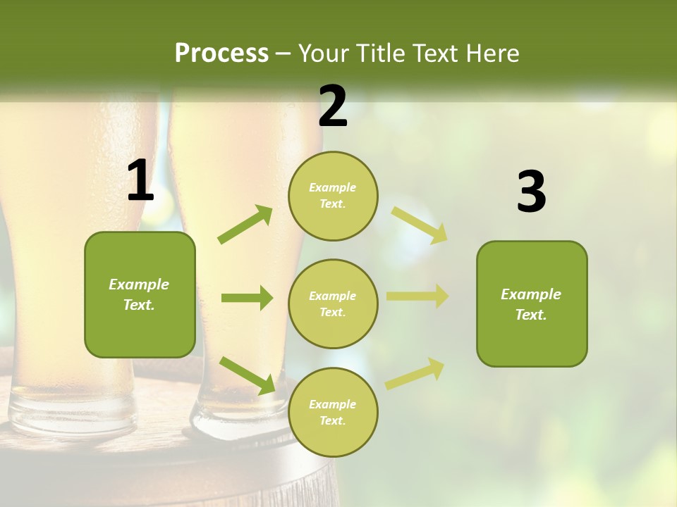 Two Glasses Of Beer Sitting On Top Of A Barrel PowerPoint Template