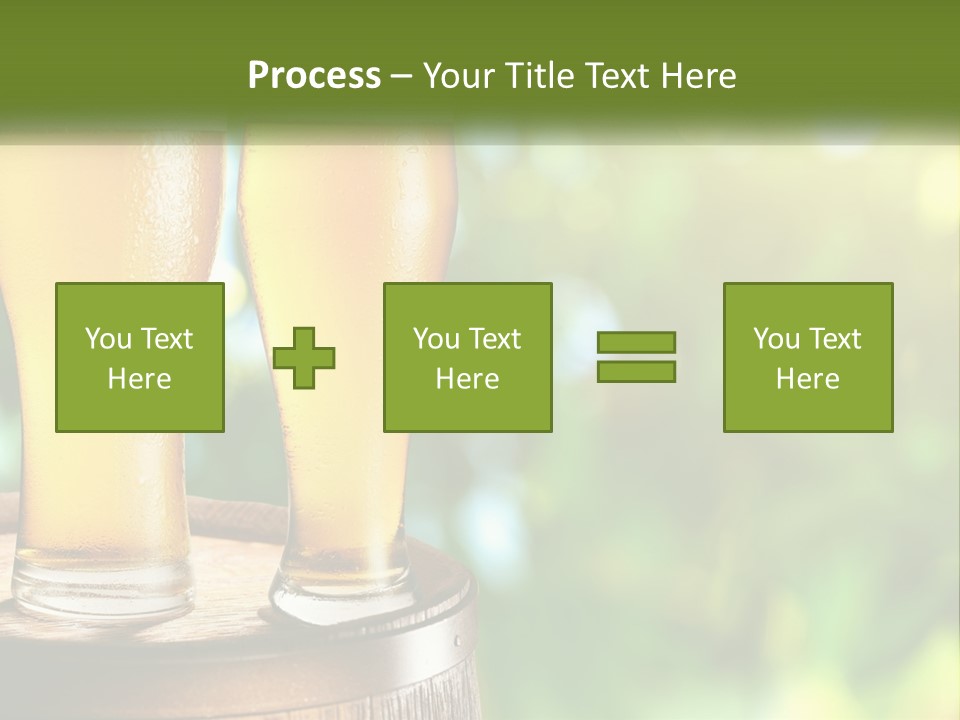 Two Glasses Of Beer Sitting On Top Of A Barrel PowerPoint Template