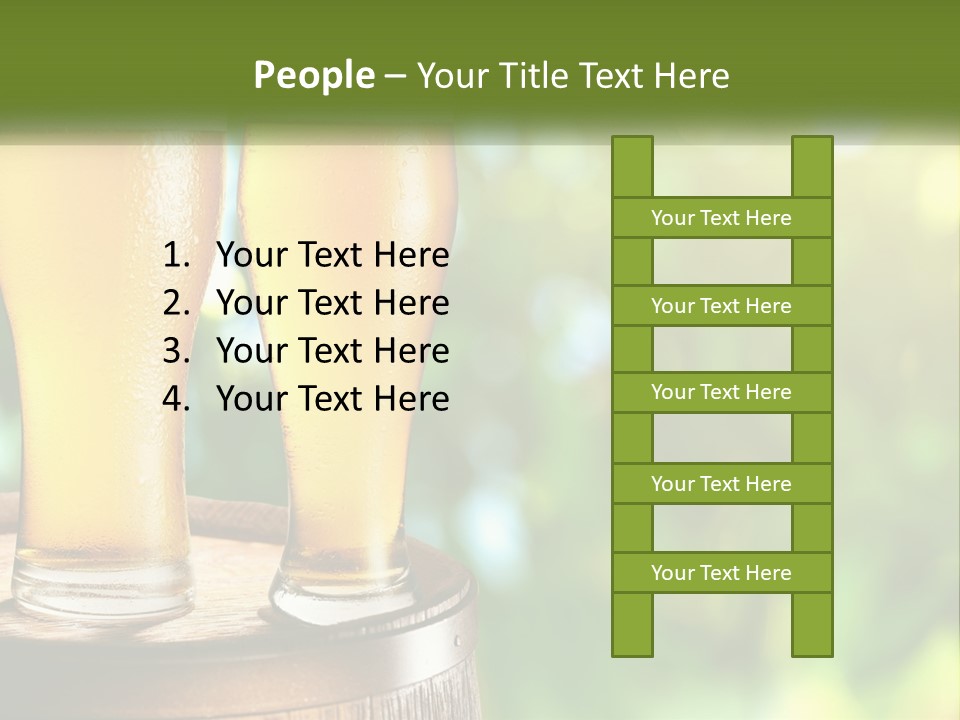 Two Glasses Of Beer Sitting On Top Of A Barrel PowerPoint Template